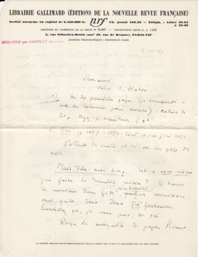 Lettre de Jacques Schiffrin, 9 avril 1940