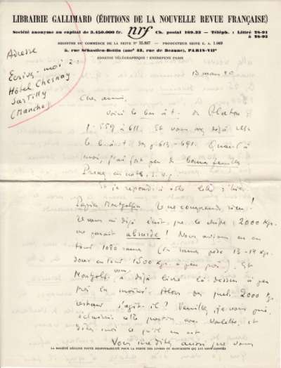 Lettre de Jacques Schiffrin, 15 mars 1940