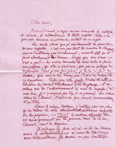 Lettre de Latis à Louis Barnier, 8 sable 99. A propos de Chaval graveur. 1972