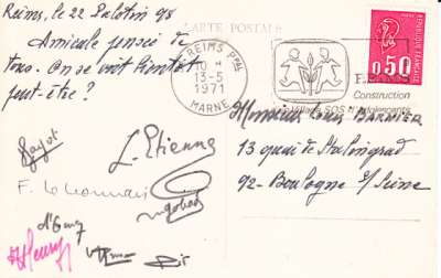 Carte du 13 mai 1971. Chambre de Commerce de Reims