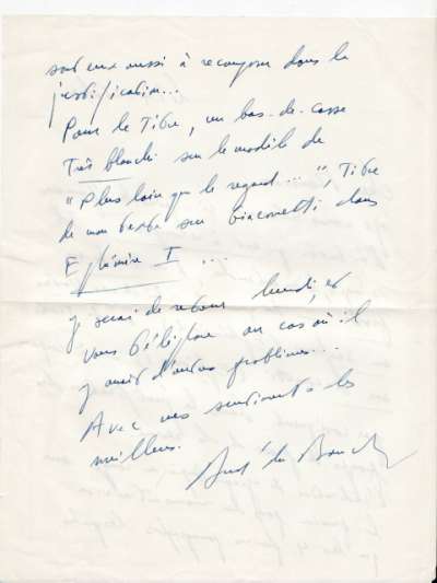Lettre d'André du Bouchet à Louis Barnier, 27 octobre. L'Ephémère. Page 2