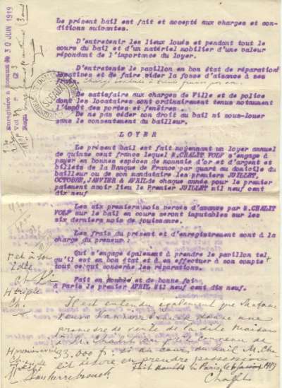 Bail de la maison de Volf Chalit à Sceaux, 1er avril 1919. Page 2