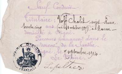 Parcours permanent dans le département de la Sarthe, 7 septembre 1914