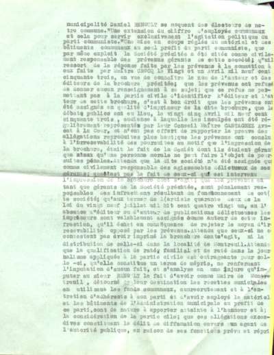 Affaire de Montreuil-Sous-Bois. Signification de jugement correctionnal. 30 septembre 1953.  Page 3