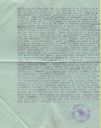 Affaire de Montreuil-Sous-Bois. Signification de jugement correctionnal. 30 septembre 1953. Page 4