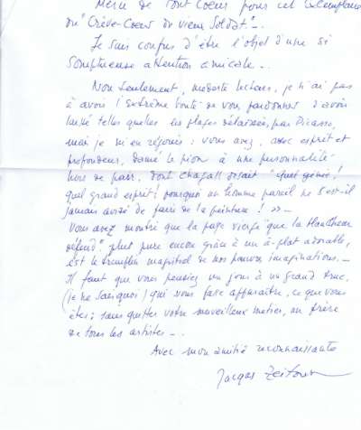 Lettre de Jacques Zeitoun à Louis Barnier, S.D.