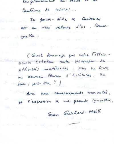 Lettre de Jean Guichard-Meili à Louis Barnier, 13 juin 1977. Verso