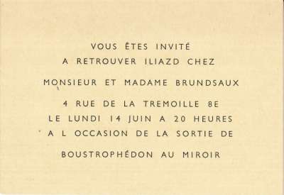 Iliazd, Boustrophédon au miroir, gravures à l'eau-forte de Georges Ribemont-Dessaigne. 1971