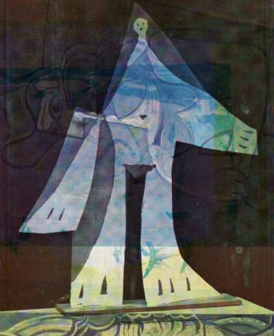 Epreuve de Décharges ou La Révolte des Dames de Mougins. Peintures de Pablo Picasso. 12x15 cm, 1964. Décharge 17
