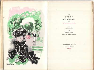 Paul Verlaine, La bonne chanson. Frontispice de Grau Sala gravés par A. Marliat. 12x18 cm. 1946