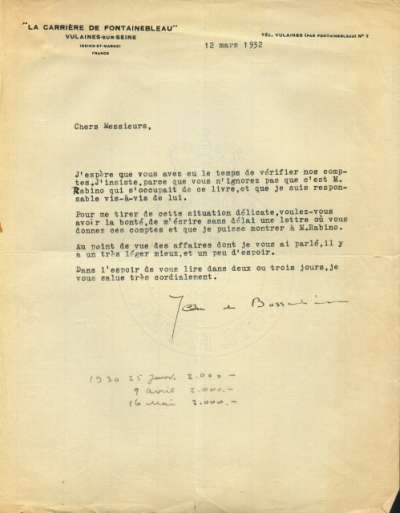 Lettre de Jean de Bosschère, 12 mars 1932