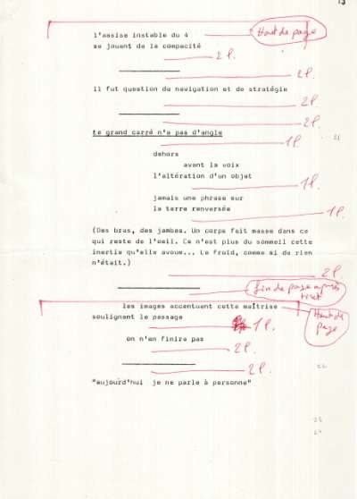 Claude Royet-Journoud, Une méthode descriptive, Le collet de buffle. 1986. Maquette. Page 14