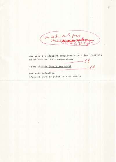 Claude Royet-Journoud, Une méthode descriptive, Le collet de buffle. 1986. Maquette. Page 5