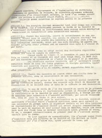 Statut de la société initiale de l'Imprimerie Union fait le 30 décembre 1921. Page 2