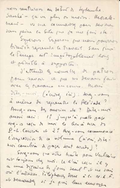 Lettre de Jacques Schiffrin, 29 juillet 1940. Page 2