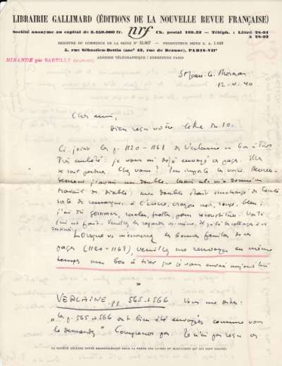 Lettre de Jacques Schiffrin, 12 mai 1940
