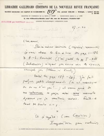 Lettre de Jacques Schiffrin, 27 mai 1940