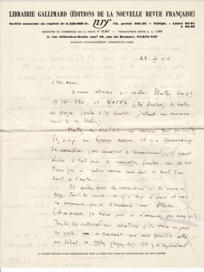 Lettre de Jacques Schiffrin, 28 mars 1940