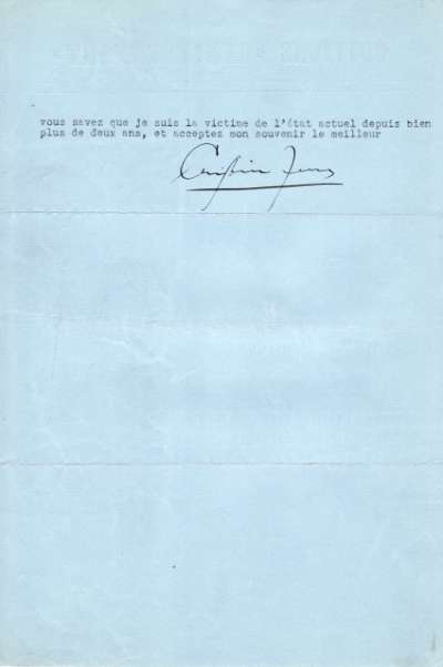 Demande d'arrangement de Christian Zervos datée du 31 janvier 1935 adressée à l'Imprimerie Union. Page 2