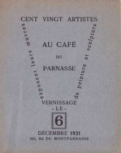 Les cent vingt artistes du Parnasse, vernissage le 6 décembre 1921