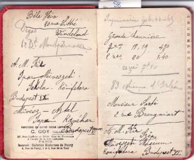Répertoire d'Apollinaire,1912-1913. En haut à droite, les coordonnées de l'Imprimerie Union. Collection privée