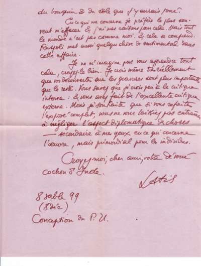 Lettre de Latis à Louis Barnier, 8 sable 99. A propos de Chaval graveur. 1972. Page 2