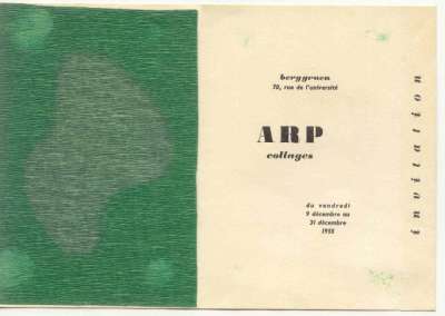 Invitation à l'exposition de Arp à la Galerie Berggruen du vendredi 9 décembre au 31 décembre 1955