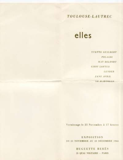 Toulouse-Lautrec. Elles. Préface de André Dunoyer de Segonzac. Clichés Mansat. Tirage offset M.S.P. Montreuil. 21,5x27,5 cm, 30 p.. Achevé d'imprimer le 24 novembre 1964