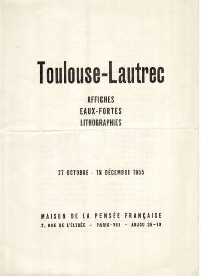 Toulouse-Lautrec. 15,5x21,5 cm. 1955