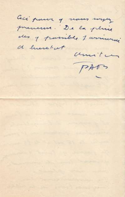 Lettre de PAB à Louis Barnier, 2 octobre 1962. Page 2