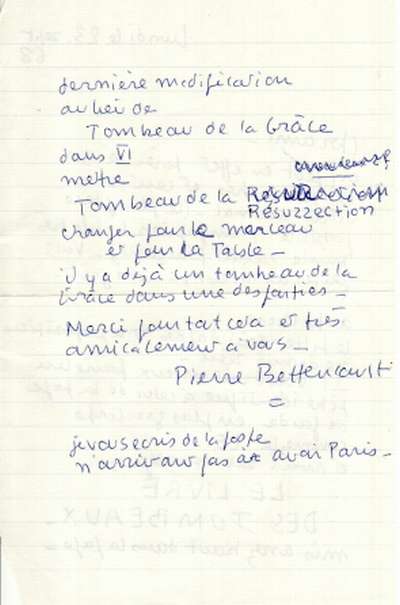 Le livre des tombeaux. Lettre de Pierre Bettencourt à Louis Barnier, 23 septembre 1968. Page 2