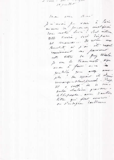 Lettre de René Char à l'Imprimerie Union, 10 juillet (S.D)