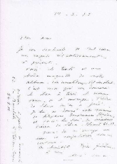 Lettre de René Char à l'Imprimerie Union, 14 mars 1975
