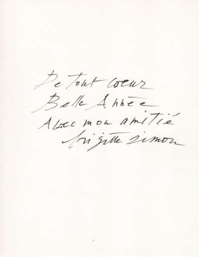 Voeux de bonne année 1985 de Brigitte Simon. Gravure de Brigitte Simon. 15x19,5 cm. 1985