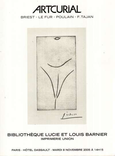 Catalogue de la vente de la Bibliothèque Lucie et Louis Barnier chez Artcurial, le mardi 8 novembre 2005