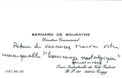 Carte de Bernard de Bourayne, 1er septembre