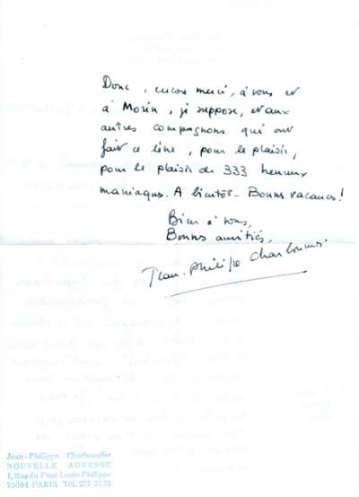 Lettre de Jean-Philippe Charbonnier, 6 juillet (1981). Page 2