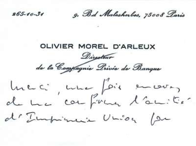 Carte de Olivier Morel d'Arleux, 20 juillet (1981)