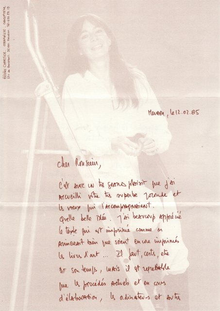 Lettre de Hélène Chartier, 12 février 1985