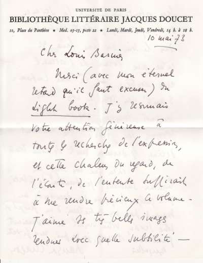 Lettre de François Chapon, 10 mai (1973)