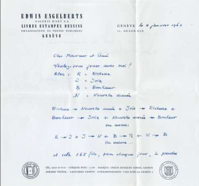 Lettre de E. Engelberts, 4 janvier 1963