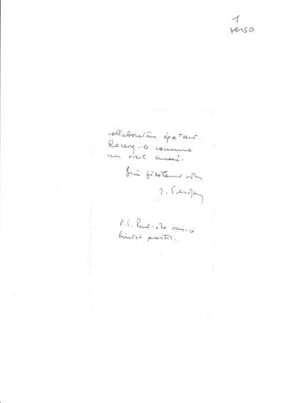 Lettre de Jacques Schiffrin, 22 décembre 1940. Page 2. Archives Snégaroff