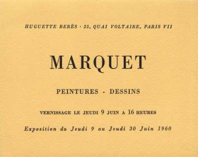 Marquet. 9-30 juin 1960. Préface Georges Besson. Carton